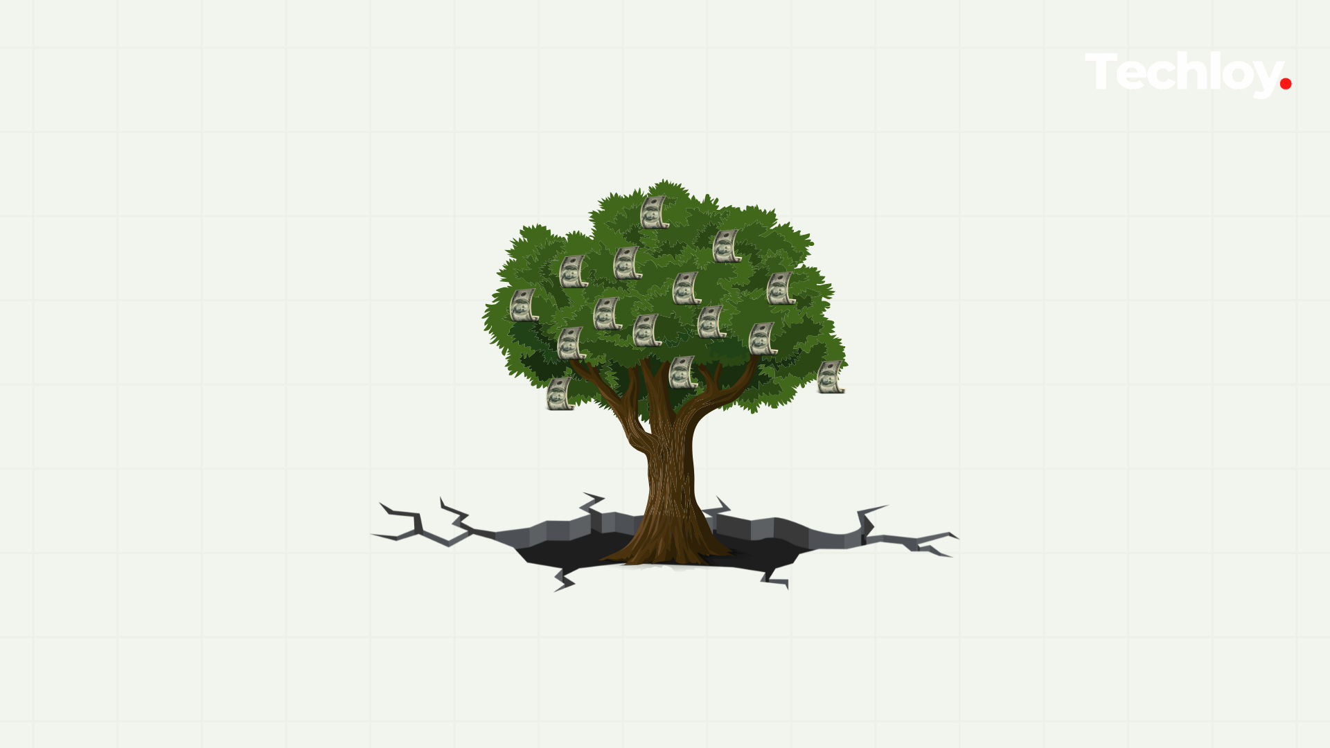 An illustration of OpenAi's growth as a startup with dollars hanging as fruits on a tree.