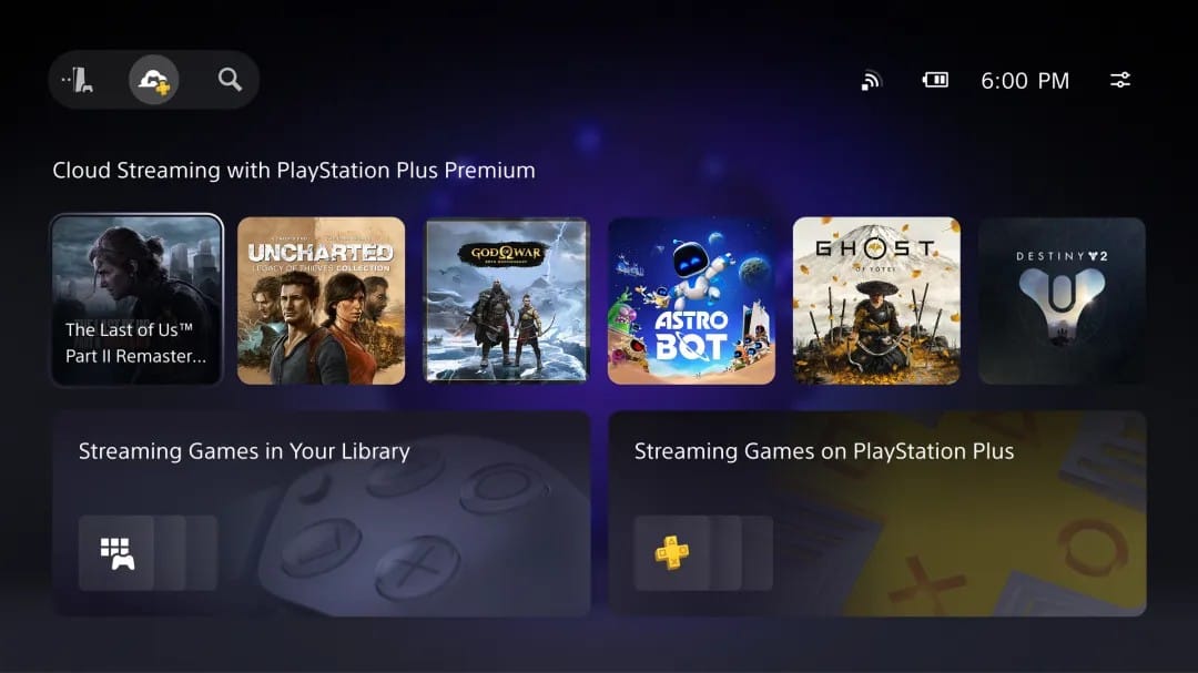 A screenshot of the new PlayStation Portal interface