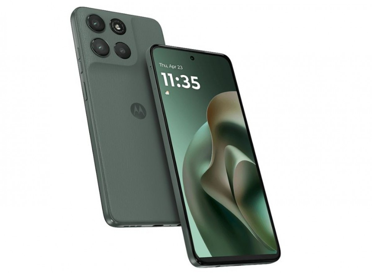 Motorola G67 Power 5G in a matte green finish