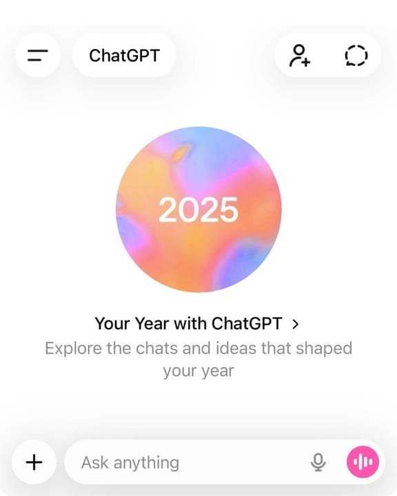 Your Year with ChatGPT mobile app display