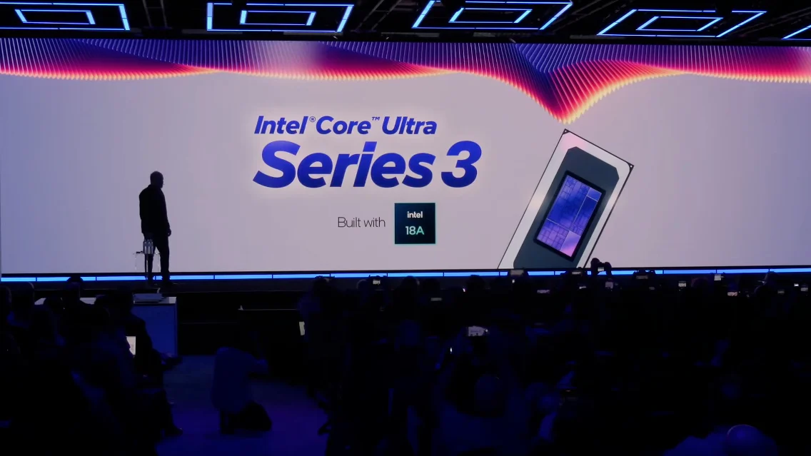 Intel Core Ultra Series 3 chip at CES 2026