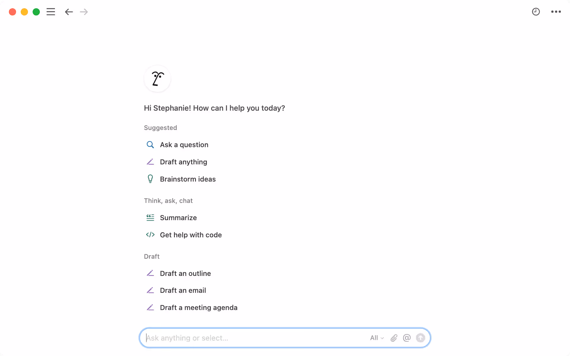 Notion ai chat interface