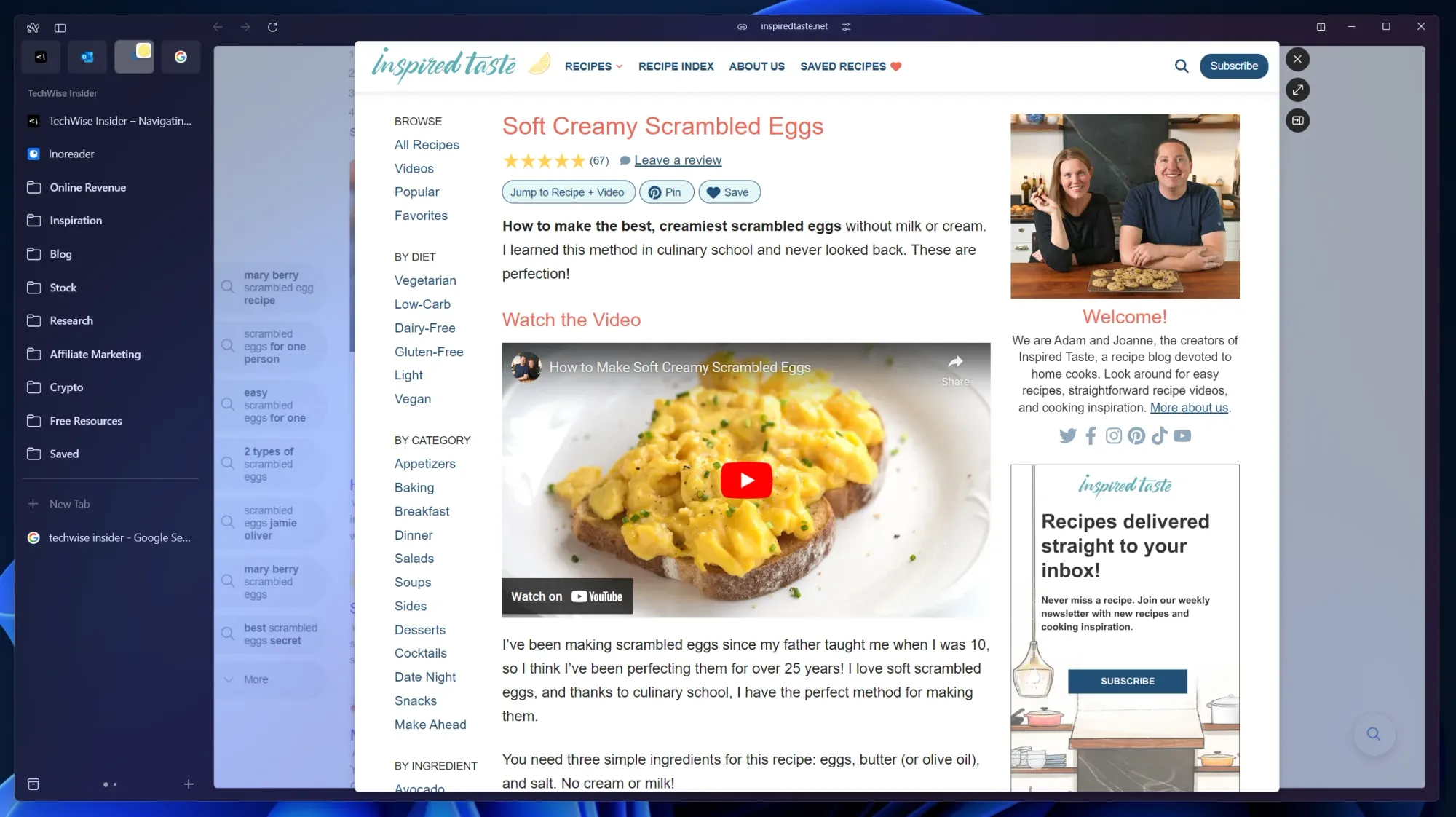 Arc browser interface
