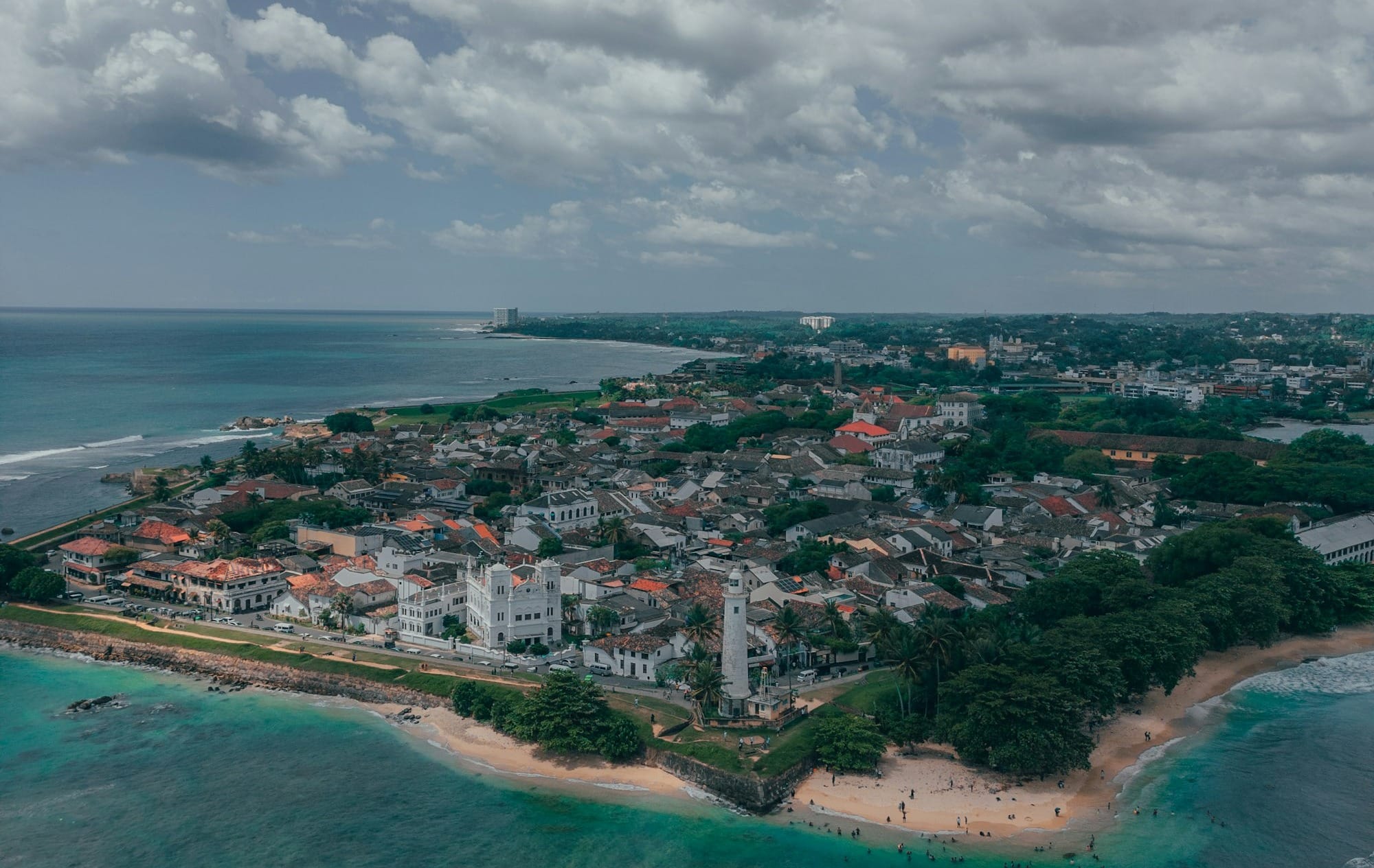 An aerial view of a small island in the middle of the ocean