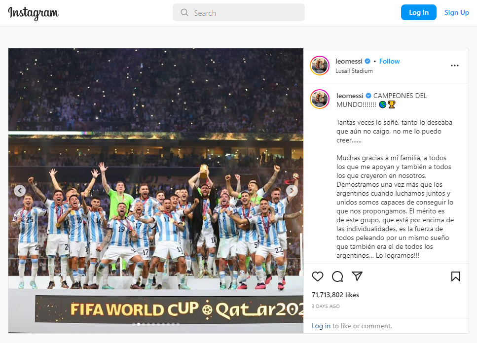 This Lionel Messi post has broken all social media records of all time post image
