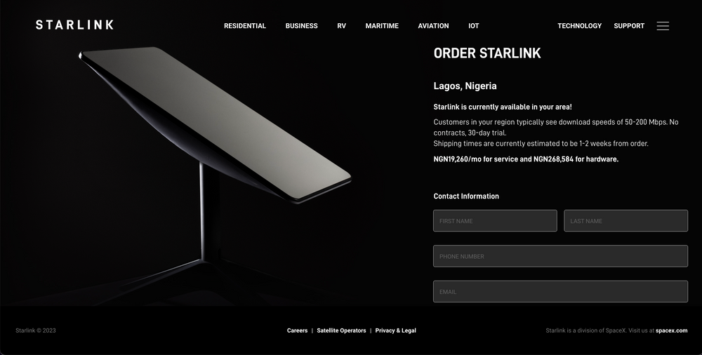 Elon Musk's satellite internet service Starlink goes live in Nigeria post image