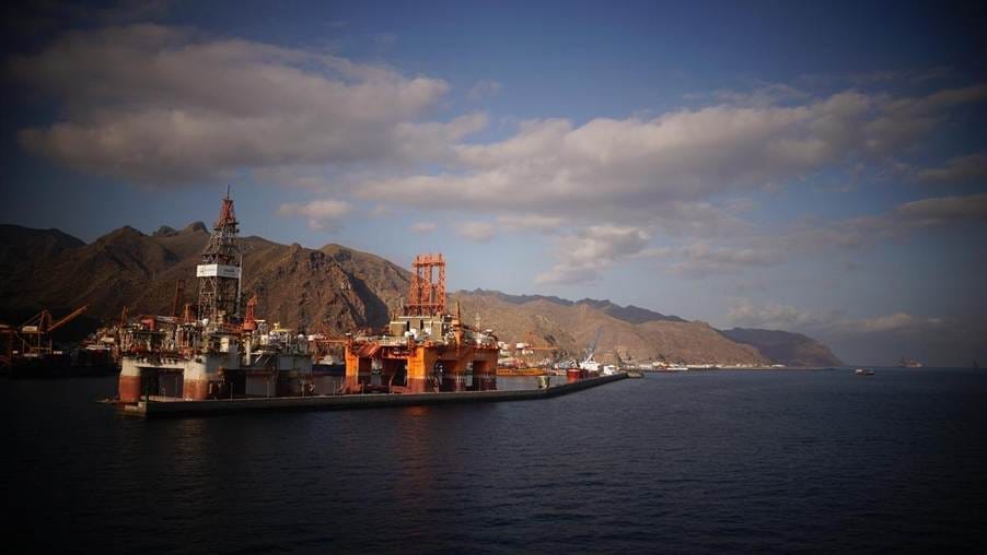 Port oil rig in the sea