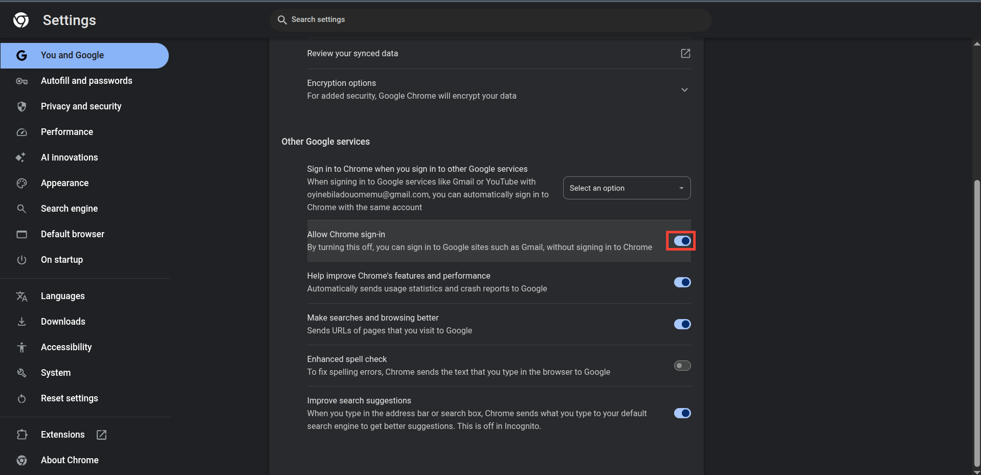 Disable Automatic Chrome Sign-In