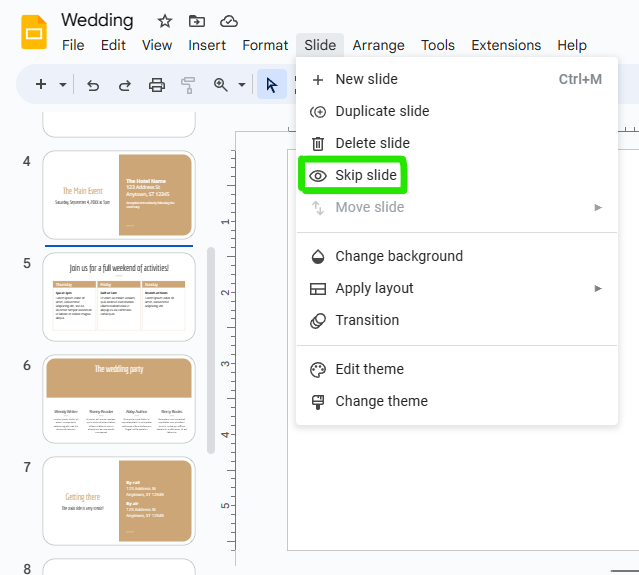 How to Hide a Slide in Google Slides